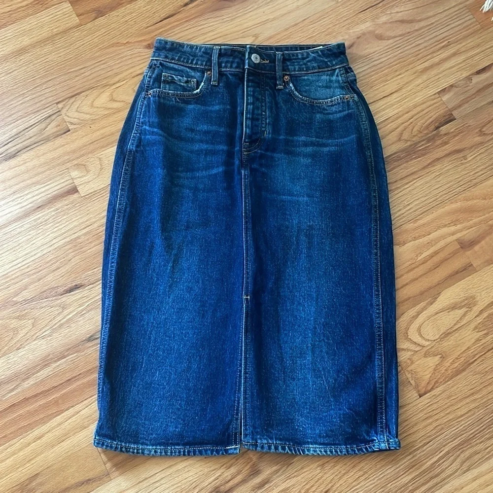 Old Navy Higher High-Rise Button-Fly Midi Jean Pencil Skirt Girls size 14 (25)